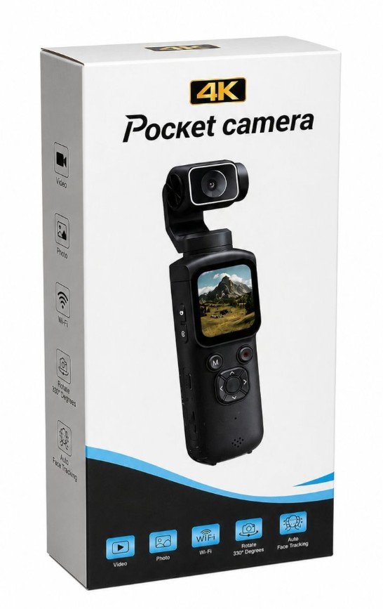 4K Pocket Camera with Wi-Fi & Auto Face Tracking